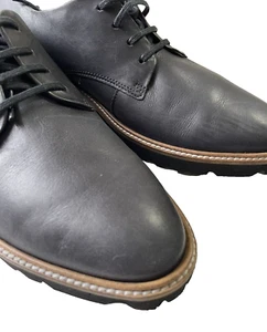 Ecco Oxford Dress Shoe Men Size US 10-01.5/EU 44 Dark Blue Leather Style: Aurora - Picture 1 of 7