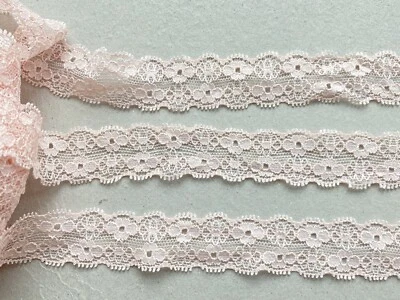 Borde de encaje de cinta rosa claro elástico de 3 yardas para costura/artesanía/lencería/1" de ancho Foto 1 de 4