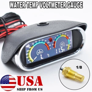 Car Voltmeter Temp Alarm W/ Sensor 1/8 Water Temperature Gauge Horizontal - Picture 1 of 7