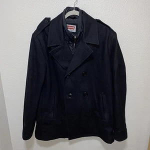 Levi’s Herren Full Zip Pea Mantel Größe L Schwarz Wie Ist - Bild 1 von 9