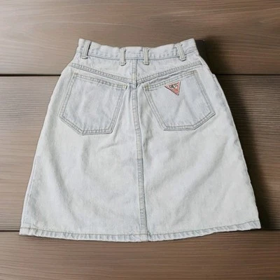 Falda vaquera de cintura alta Georges Marciano Guess lavado claro Y2K de colección hecha en EE. UU. Foto 1 de 4