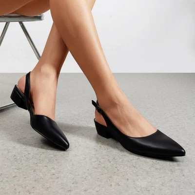 Zapatos de salón cómodos de vestir con cordones en punta de tacón grueso bajo para mujer Foto 1 de 4