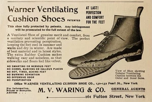 1900 d.C. (N22)~M.V. WARING CO. FULTON ST. NYC. WARNER SCARPE CON CUSCINO VENTILATO - Foto 1 di 1
