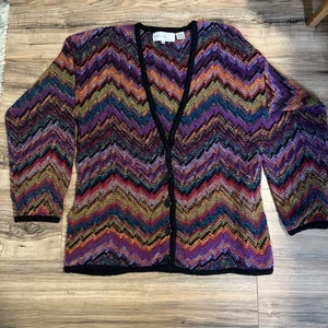 Maglione cardigan Highgate Ltd vintage misto lana colorato scollo a V taglia M - Foto 1 di 5