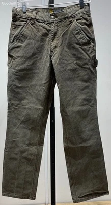 Мужские штаны Carhartt размер 30 x 32 искусственно состаренные оливковый цвет бывшие в употреблении - Изображение 1 из 4
