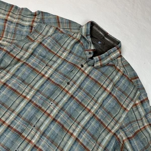 Kuhl Shirt Mens Extra Large Plaid Linen Short Sleeve Blue Casual Outdoor - Picture 1 of 11
