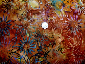 BATIKS #2850105-13" FALL FLORALON A BROWN BACKGROUND " BTY - Picture 1 of 1