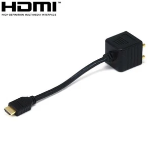 HDMI Male to 2x DVI-D Female Video Adapter Y Splitter Cable PC Laptop Monitor TV - Picture 1 of 3