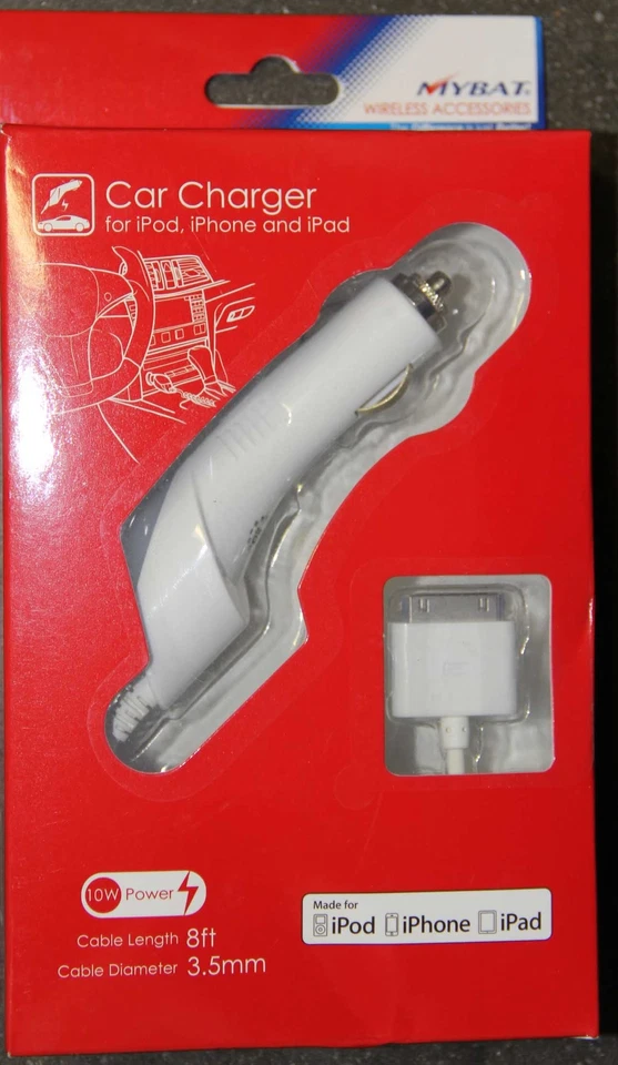 MYBAT 汽车充电器 8' 长 适用于 iPhone - 全新 — 第 1/1 张图片