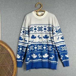 Canadian Club Sweater Mens Size XL Ugly Christmas Blue & White 100% Acrylic - Picture 1 of 12