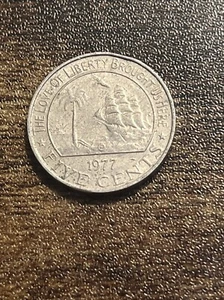 1977 Liberia 5 Five Cents The Love Of Liberty Brought Us Here Actual Coin TK8804 - Picture 1 of 3