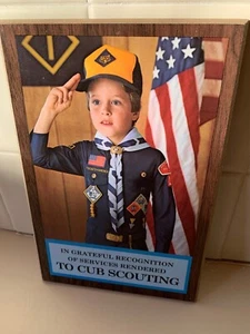 Vintage Cub Scout Picture Plaque 1980's for Leader in Recognition NEW 6"x8 1/2" - Picture 1 of 4