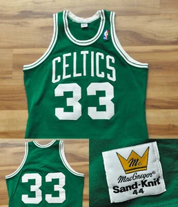#33 "Larry Bird" Boston Celtics MacGregor Sand Knit Jersey Sewn NBA Men 44 L - Picture 1 of 8