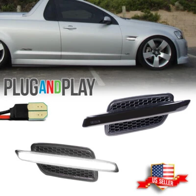 Para 08-09 Pontiac G8 Negro Humo Blanco Barra de Luz LED NUEVO Juego de Marcadores Laterales Guardabarros Foto 1 de 4