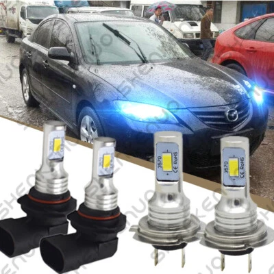 Faro LED 9005 H7 para Mazda 3 2004 2005 2006 2007 2008 2009 4 piezas bombillas 8000 k Foto 1 de 4