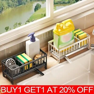 Sink Caddy Basket Drain Rack Sponge Dishcloth Holder Kitchen Storage Organizer - Picture 1 of 28
