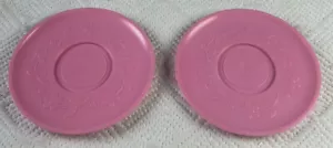 2 Replacement Pink Tea Cup Saucers for Fisher Price Play Tea Set 1982 Vtg USA - Picture 1 of 6