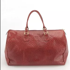 Vintage Red Ostrich Leather Duffel Bag(I Santi ) - Picture 1 of 6