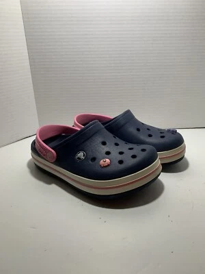 Zuecos Crocs niños crocband juniors talla J3 correa azul oscuro y rosa Foto 1 de 4