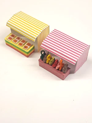 N gauge market stalls x2 Caribbean food + Discount leather goods Job lot - Image 1 of 4