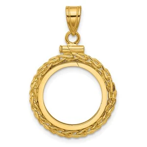 1986-Now $5 1/10 oz American Eagle Screw Top Wheat Chain Coin Bezel in 14k Gold - Picture 1 of 7
