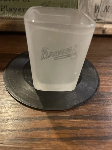 Vintage Atlanta Braves Square Frosted Shot Glass Whisky Vodka Barware MLB Champs Cover