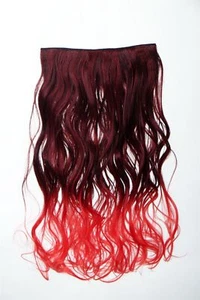 Extension Hair Clip-In 5 Clip Curly Bi-Coloured Ombre Red 19 11/16in Long - Picture 1 of 3