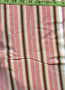 Red Green Cream Christmas Stripe Striped 100% Cotton Quilt Quilting Fabric 2+Yds - Picture 1 of 1