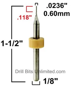 .6mm .024" x .118" DOC Router Bit Carbide Diamond Flute ONE Pc. 1/8" Shank R104 - Picture 1 of 4
