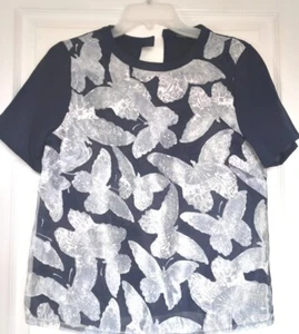BNWT atmosphere Navy/white Butterfly Print Top Size 10 - Picture 1 of 2