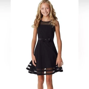 Calvin Klein Größe Mädchen 14 kleines schwarzes Partykleid neu mit Etikett Fit and Flare - Bild 1 von 13