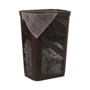 60L Slim Laundry Hamper, Ventilated, Plastic, 17.25"L x 13.75"W x 23.5"H, Brown - Picture 1 of 4