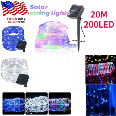 Solar Power 72FT 200LED Rope String Fairy Lights Outdoor Garden Patio Waterproof - Image 1 of 4