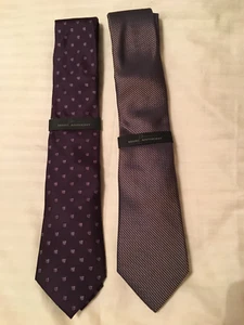 Marc Anthony: Corbata de seda forrada para hombre: bronceada o púrpura - Imagen 1 de 4