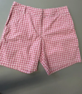 IZOD женщины розовый белый размер 4 клетку шорты ходьбы гольф спандекс хлопок - Изображение 1 из 4
