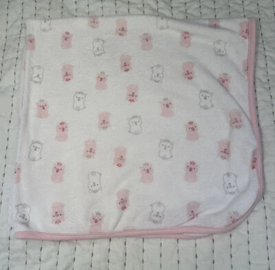 Carter's Just One You Pink & Gray Pig Terry Swaddle Receiving Blanket 29" X 28" - Image 1 of 4