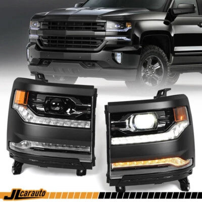 Pair For 2016-2019 Chevy Silverado 1500 Full LED Projector Headlights W/ Bulbs Foto 1 de 4
