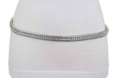 Женщин серебряного цвета металлическая цепочка ссылки сексуальный узкий высокая талия бедра моды ремень S M - Изображение 1 из 4