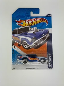 2011 Hot Wheels '57 Chevy Blu/Bianco - HW Racing #160/244 - Foto 1 di 1