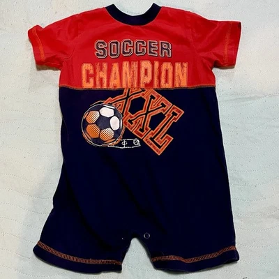 Romper Vintage Simply Basic Soccer Champion 18mo Vermelho/Azul - Imagem 1 de 4
