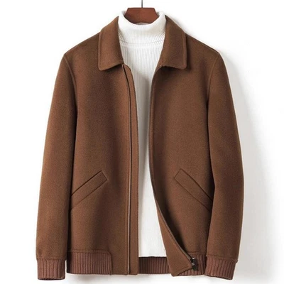 Double-sided Wool Coat Men's Short Jacket Autumn/winter Overcoat Lapel Cashmere - Image 1 of 4