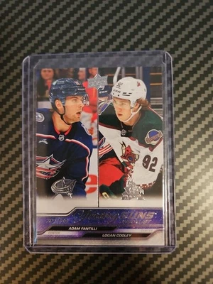 2023-24 Upper Deck #730 Adam Fantilli Logan Cooley Young Guns Checklist - Image 1 of 4