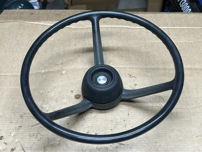 72-80 Dodge D100 W100 Truck - Steering Wheel + Horn Button BLACK oem Ramcharger - Image 1 of 4