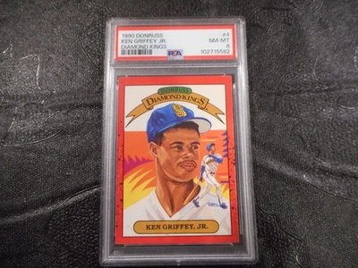 1990 Donruss Diamond Kings Ken Griffey Jr #4 PSA 8 NM-MT 582 - Image 1 of 2