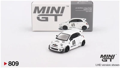Mini GT MGT00809LHD LB-WORKS x Abas Works ABARTH 595 Gara White Die Cast 1/64 - Immagine 1 di 3