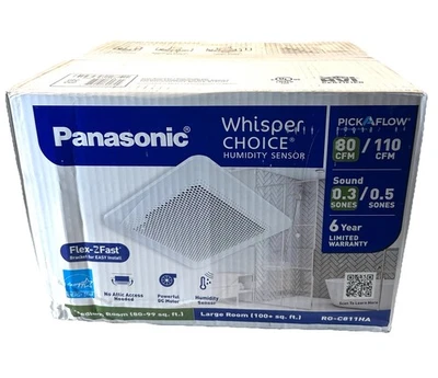 Panasonic Whisper Choice Pick A Flow 80/ 110 CFM Bath Exhaust Fan Only RG-C811A - Image 1 of 4