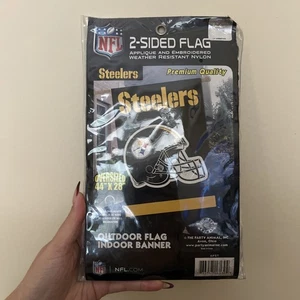 New PITTSBURGH STEELERS EMBROIDERED 2-SIDED FLAG INDOOR OUTDOOR NYLON 44x28 - Picture 1 of 2