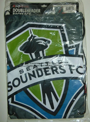 Seattle Sounders FC DoubleHeader Drawstring Two Sided Soccer Backpack NWT NEW ** Cover