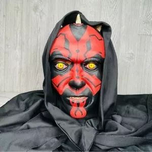 Darth maul red and black mask with long hooded vail Halloween costume cosplay OS - Picture 1 of 7