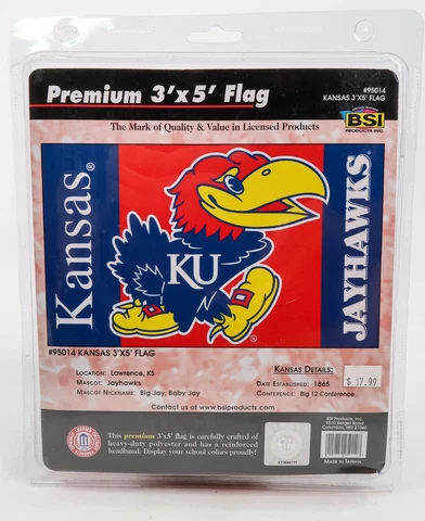 KU Kansas Jayhawks Big Jay Premium 3'x5' Team Flag Cover